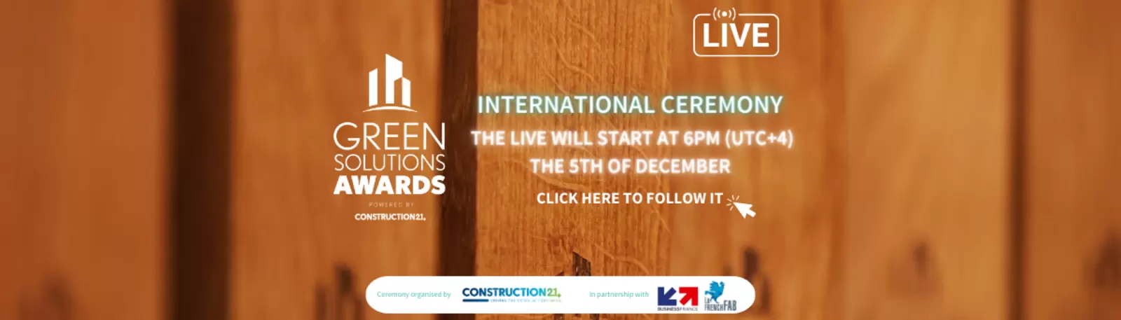Follow live the international Green Solutions Awards 2022-2023 ceremony on Construction21
