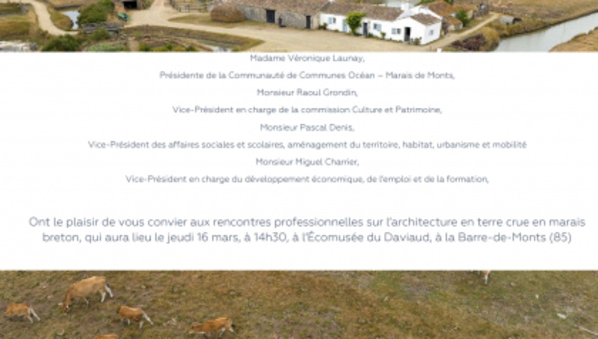 Rencontres professionnelles sur l’architecture en terre crue | Communauté de Communes Océan – Marais de Monts,