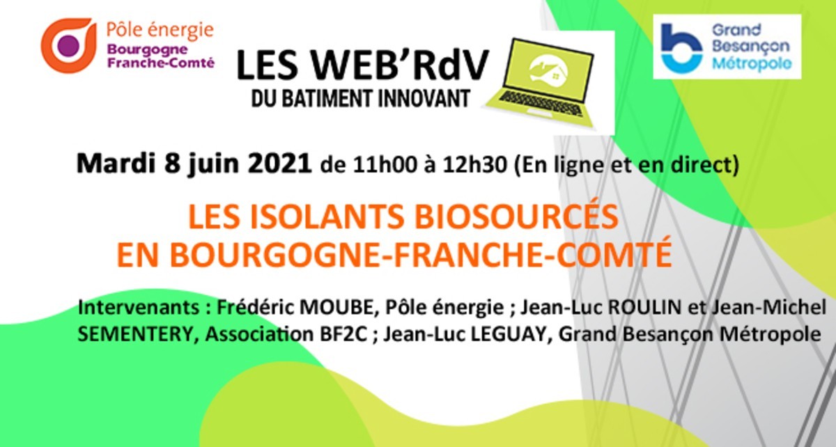 [Webinar] Web'RDV du bâtiment innovant : les isolants biosourcés en Bourgogne-Franche-Comté