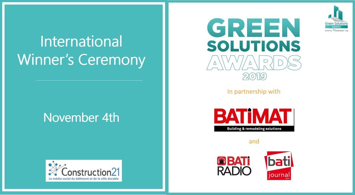 [Save the date] The date is set on the 4th of November at Batimat to discover the Green Solutions Awards 2019 winners