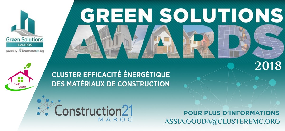 Le Cluster EMC-Construction21 lance les Green Solutions Awards 2018